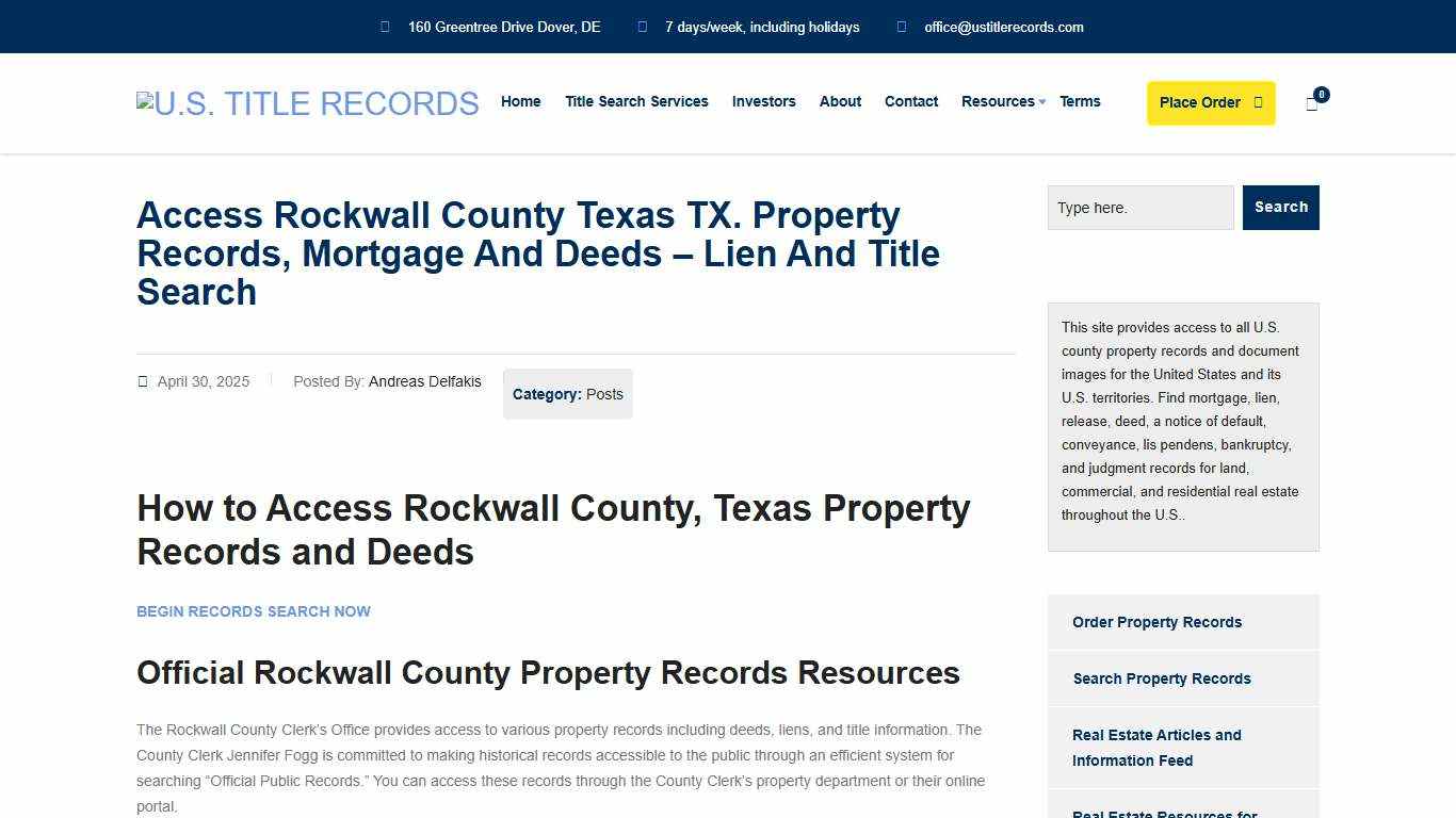 Rockwall County Texas Property Records Access Guide U.S. Title Records