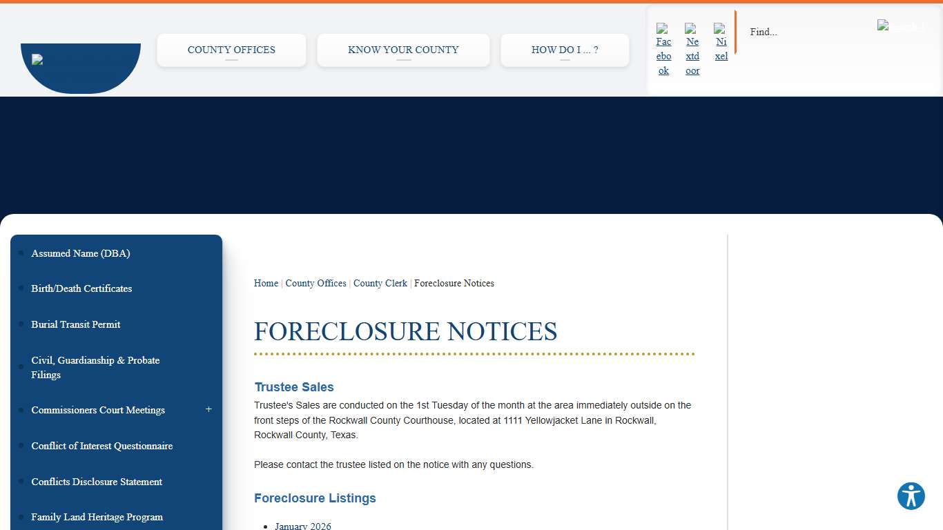 Foreclosure Notices Rockwall County-Official Website