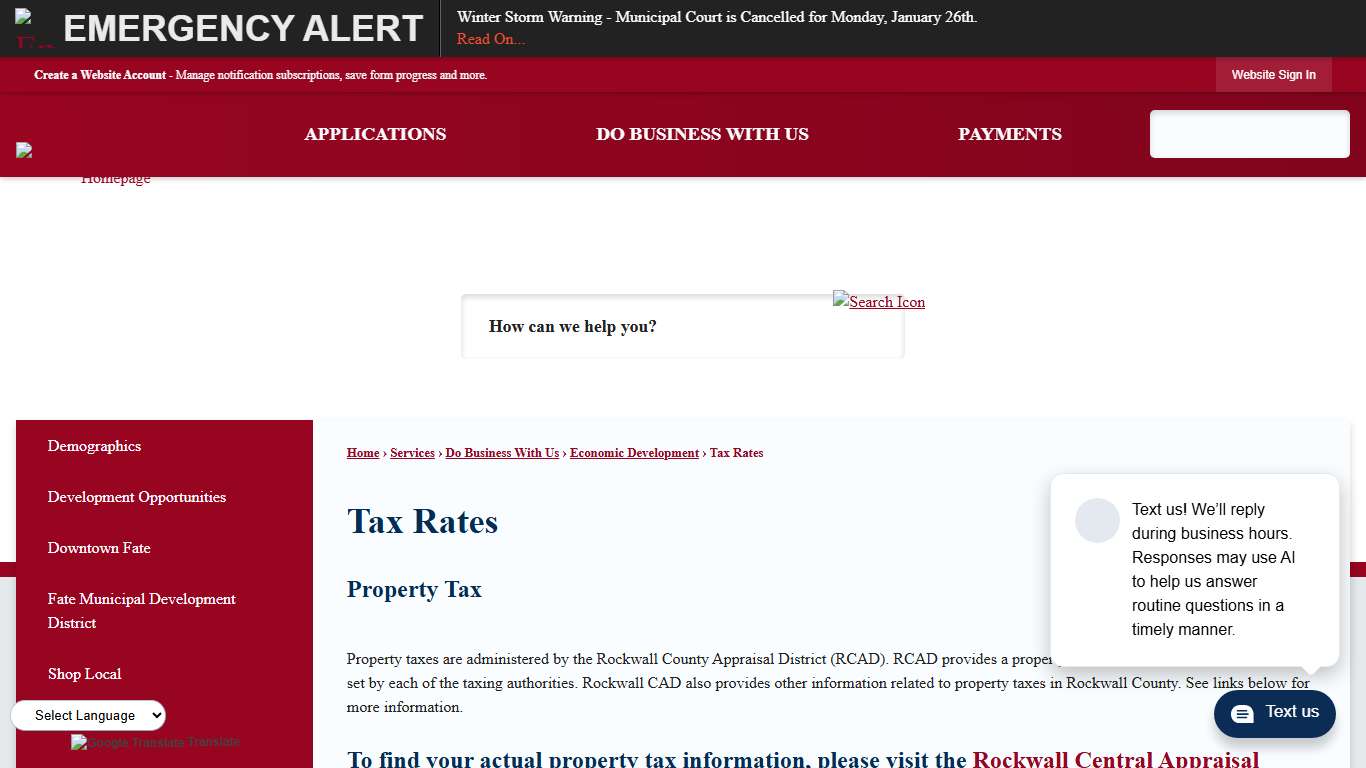 Tax Rates Fate, TX
